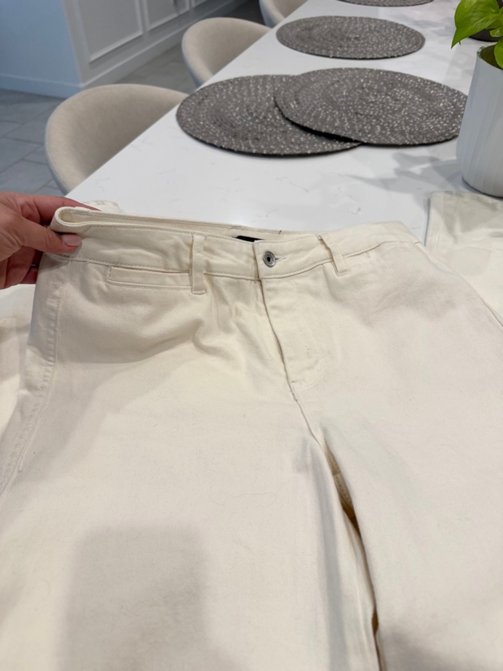 Sanctuary Cream Straight Leg Denim Pants